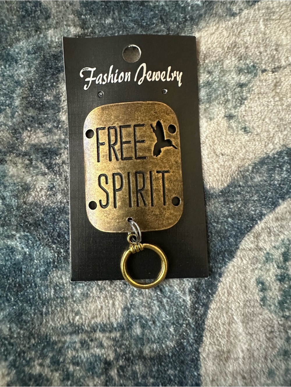 Magnetic Badge Holder Fashion Jewelry Gold-Tone "Free Spirit" Pendant Necklace